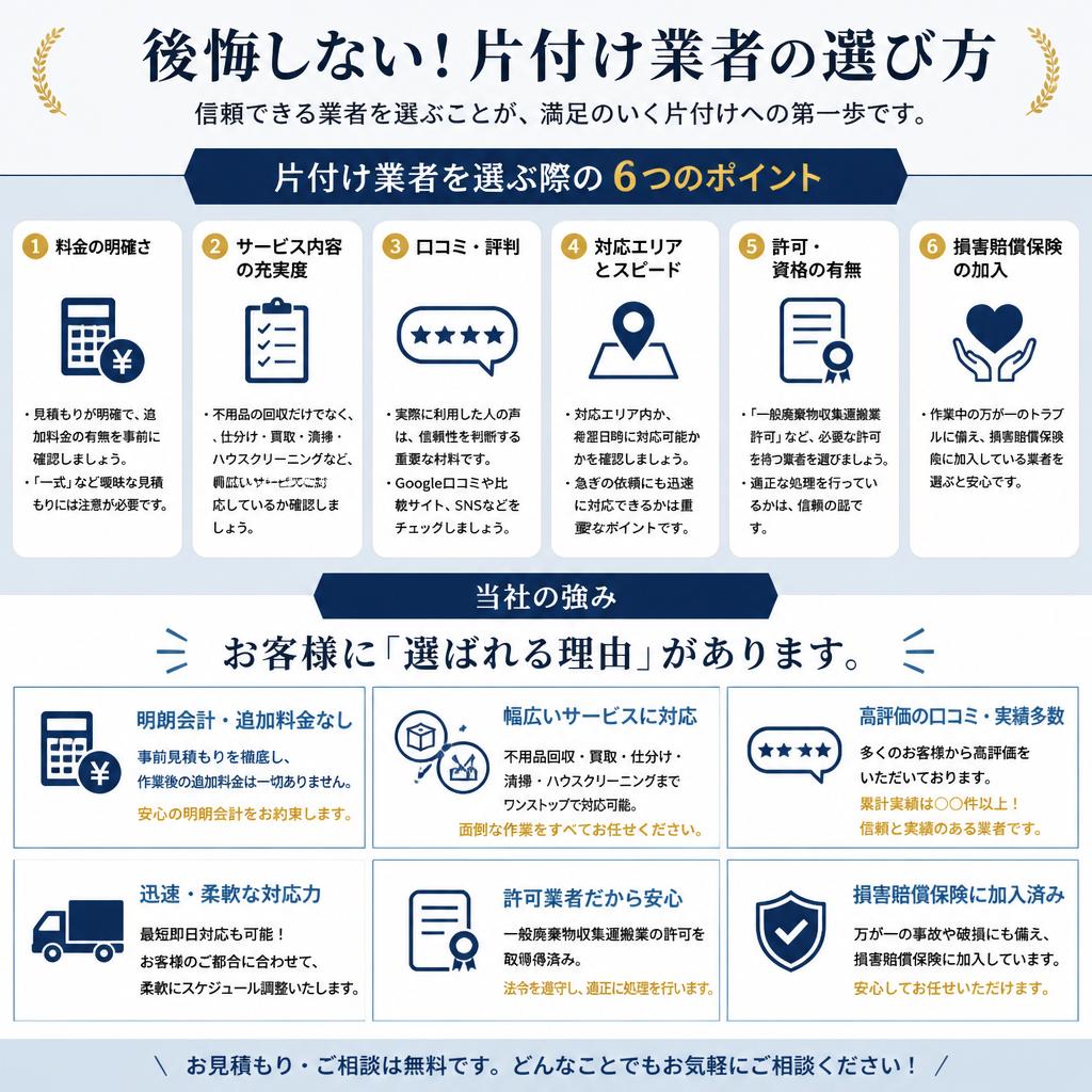 片付け専門業者の選び方