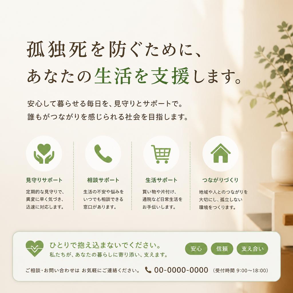孤独死を防ぐために、あなたの生活を支援します。