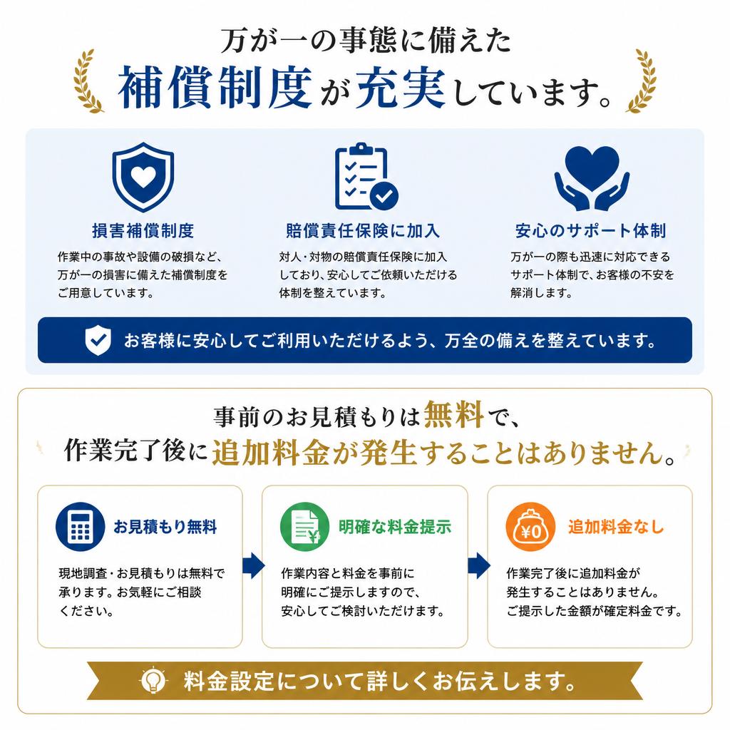 安心の補償制度と明瞭な料金設定