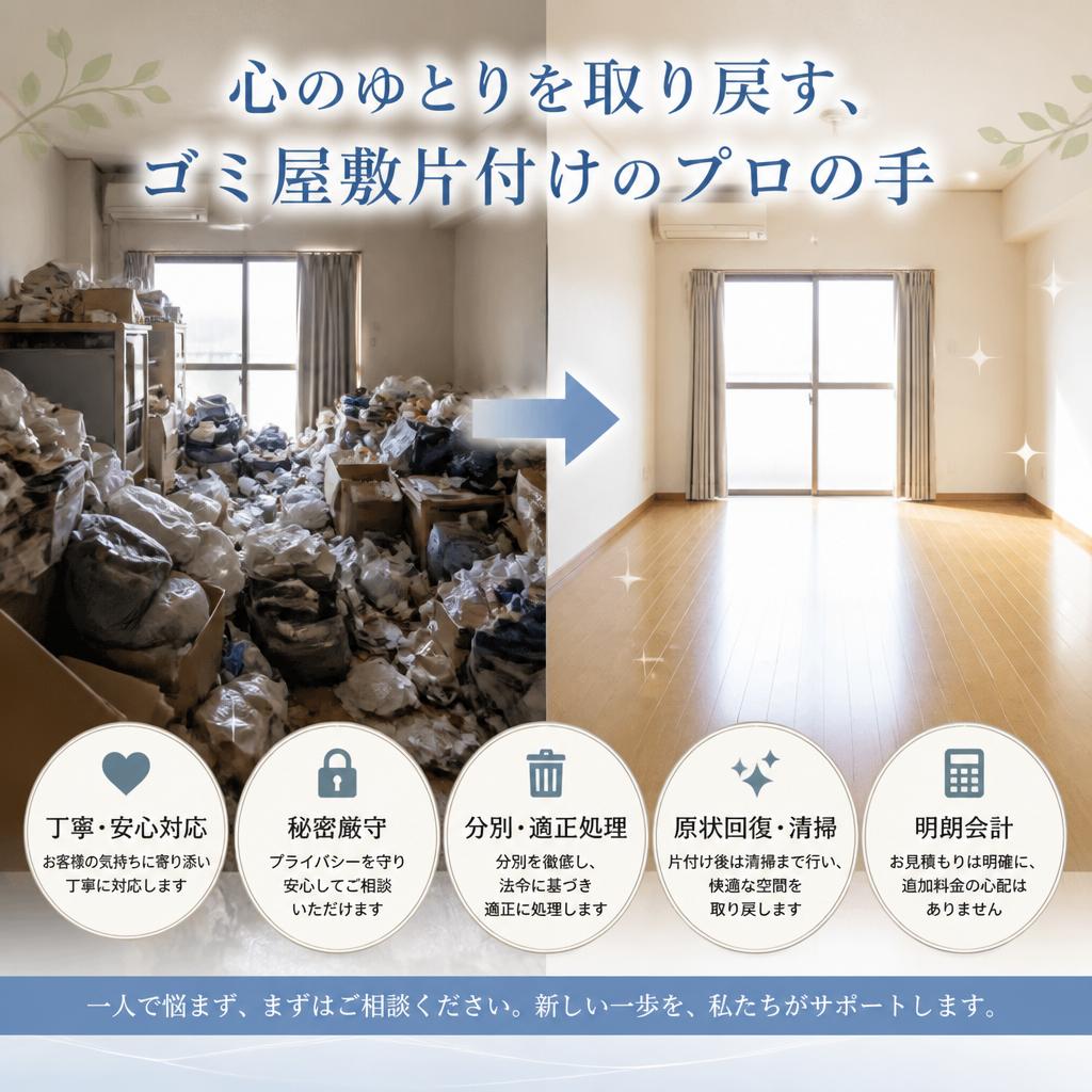 心のゆとりを取り戻す、ゴミ屋敷片付けのプロの手