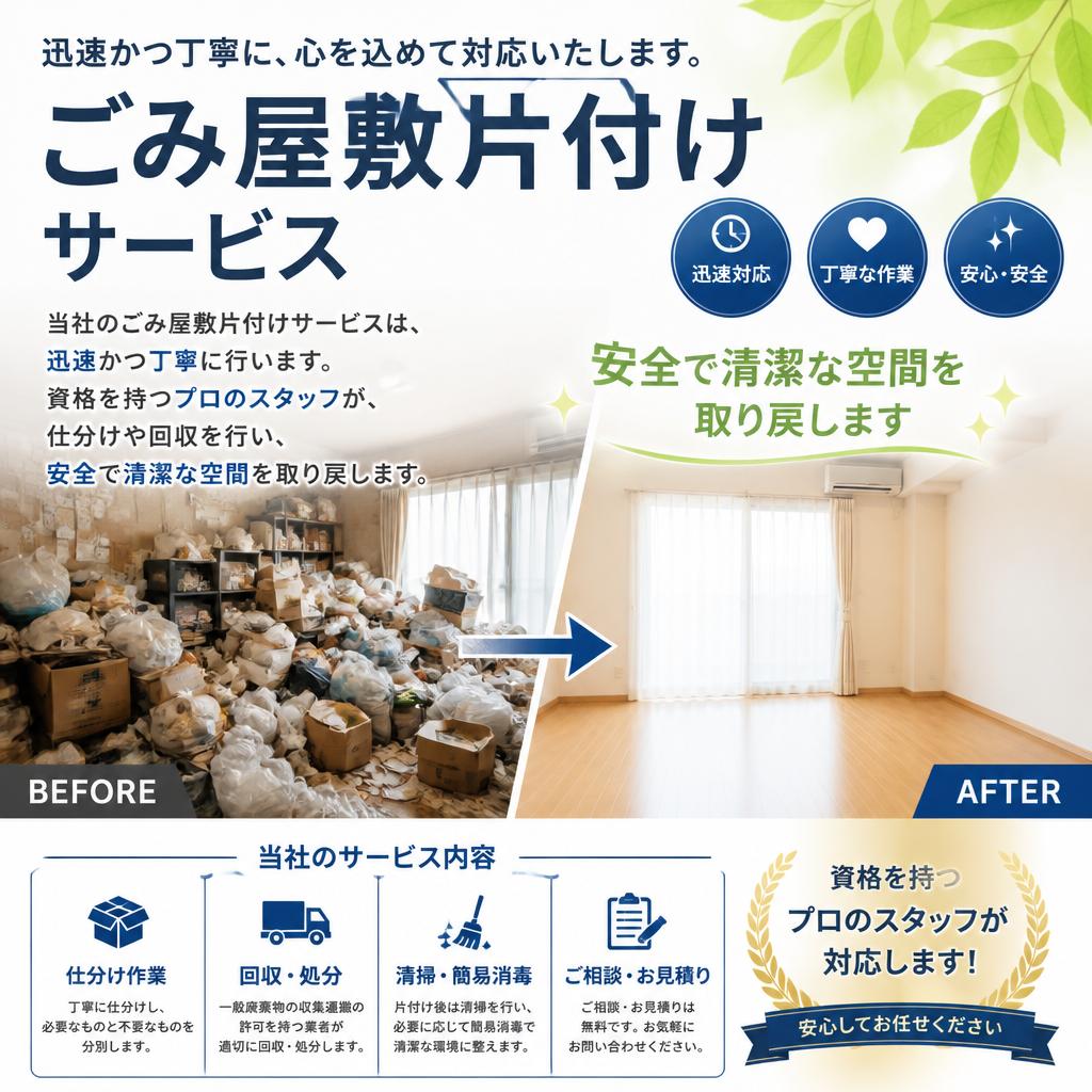 ごみ屋敷片付けサービスの特徴
