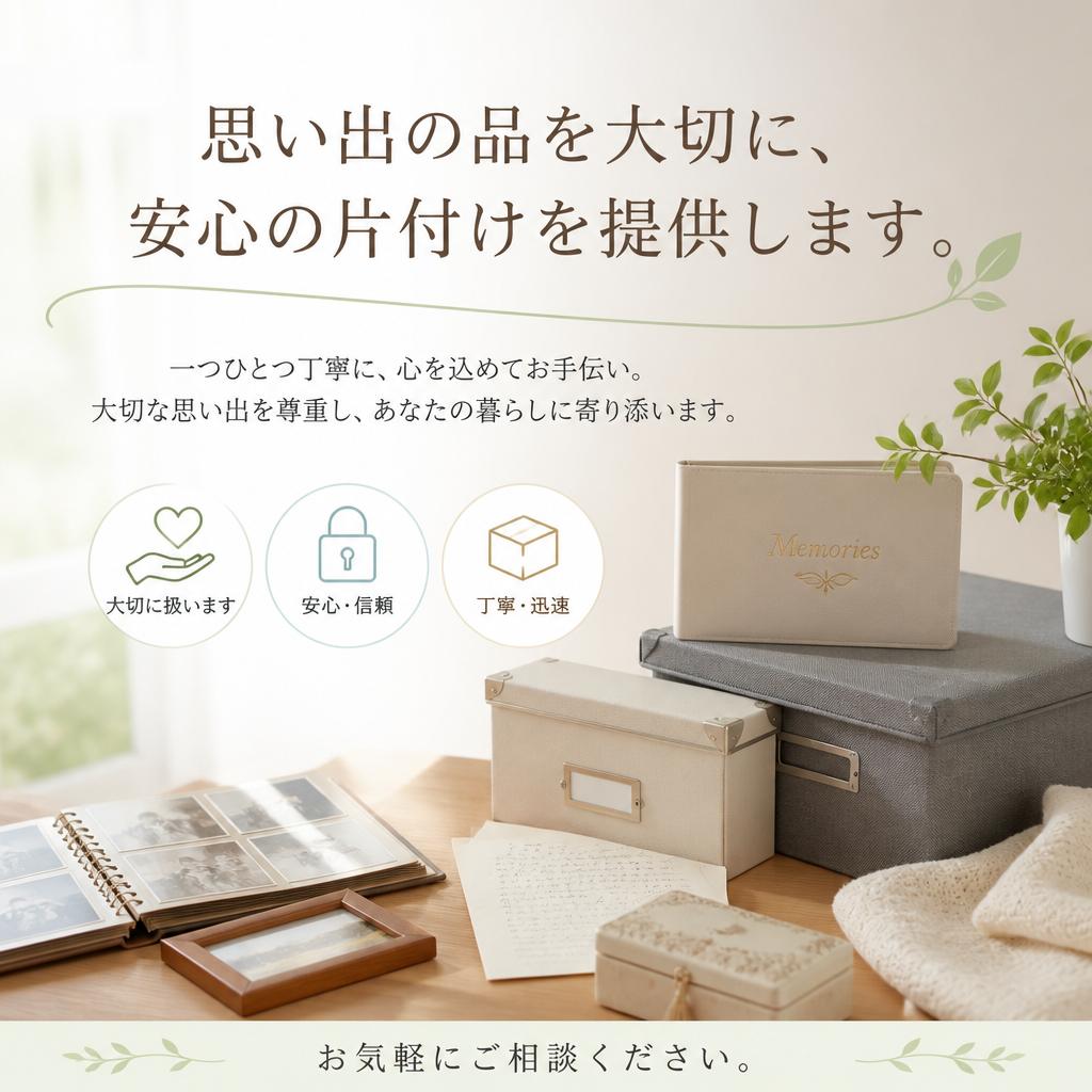思い出の品を大切に、安心の片付けを提供します。