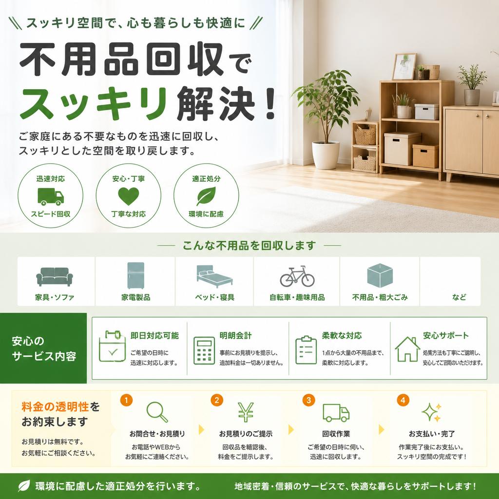 不用品回収でお部屋をすっきり