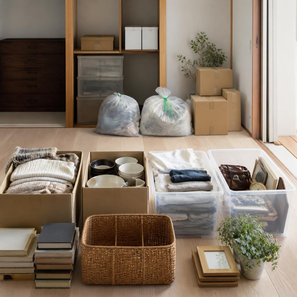 必要品の仕分けと不用品処分